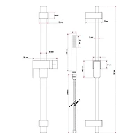 Douchette à 1 réglage d'akuaplus® avec système de barre murale ajustable 29 3/4 po (75.5 cm).  Fini chrome