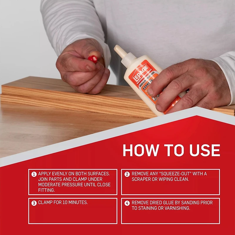 LePage Express Quick Dry Wood Glue, 150 mL, dries in 10 minutes