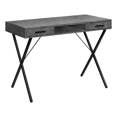 Monarch Specialties Computer Desk, Home Office, Laptop, Left, Right Set-up, Storage Drawers, 42"l, Work, Metal, Laminate, Grey, Black, Contemporary, Modern