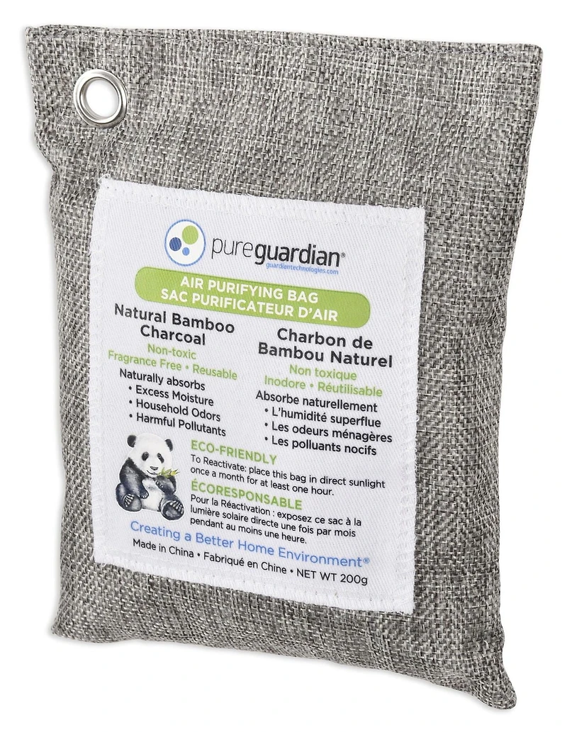 PureGuardian CB200 200G sacs de charbon de bambou purificateur d’air, réducteur d’odeurs naturel et écologique
