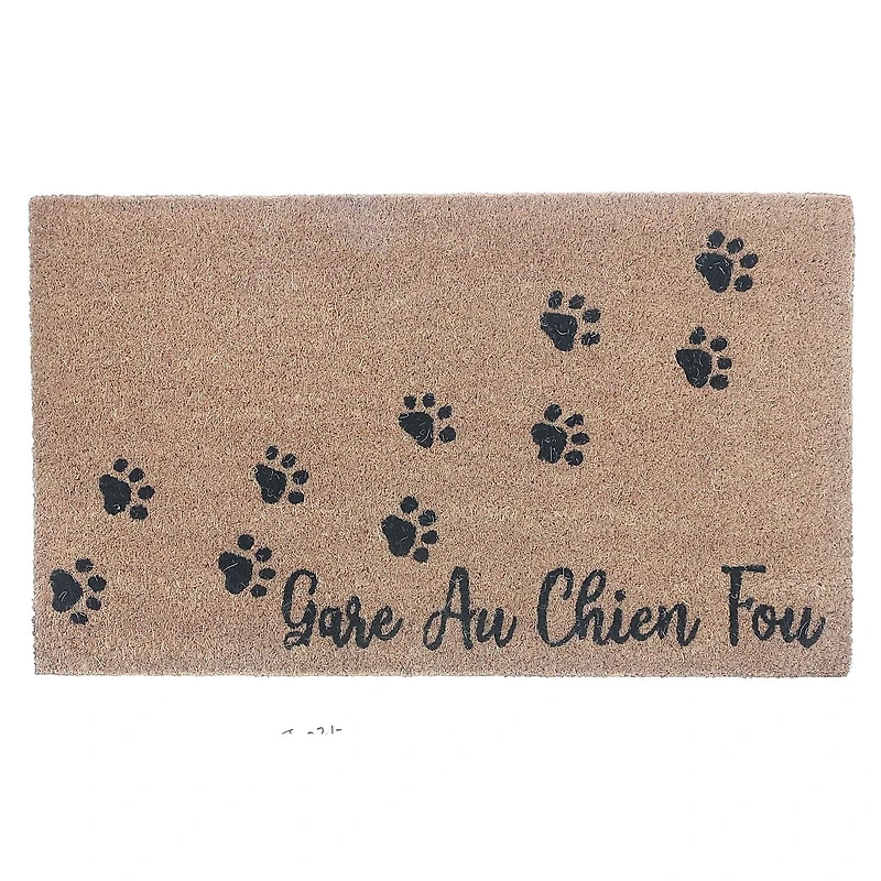 Coir Door Mat Gare Au Chien Fou Paws 18 X 30