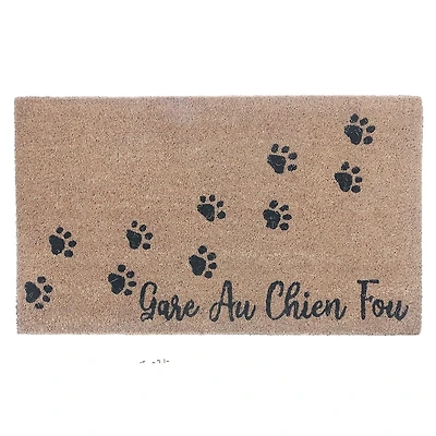 Coir Door Mat Gare Au Chien Fou Paws 18 X 30