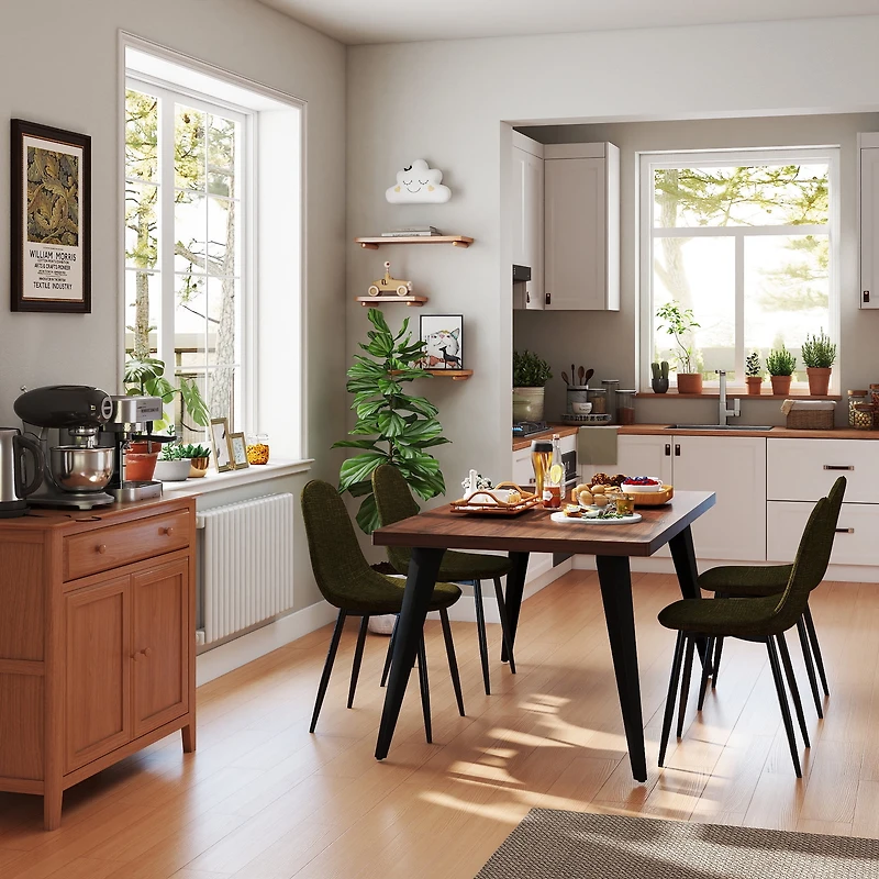 Ensemble de salle à manger moderne Homy Casa de 63 pouces, table et 4 chaises, tissu beige