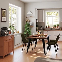 Ensemble de salle à manger moderne Homy Casa de 63 pouces, table et 4 chaises, tissu beige