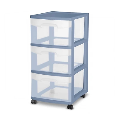 Sterilite 3 Drawer Cart Blue Moonlight