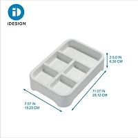 Plateau organisateur gris à 5 compartiments iDesign Eco en plastique recyclé sans BPA – 7,6" x 11,1" x 2,5"