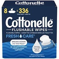 Cottonelle Fresh Care Flushable Wet Wipes, 8 Flip-Top Packs, 336 Wipes