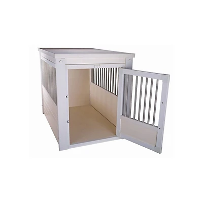 New Age Pet Indoor Innplace Dog Crate Medium With Stainless Steel Spindles White