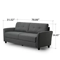 Zinus Ricardo 3-Seat Upholstered Sofa Couch with Tufted Cushions, Dark Grey