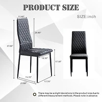 Noble House Ensemble de 6 Chaises de Salle à Manger Modernes, Revêtement en Cuir Ignifuge avec Motif à Carreaux en Diamant et Cadre en Métal, Noir
