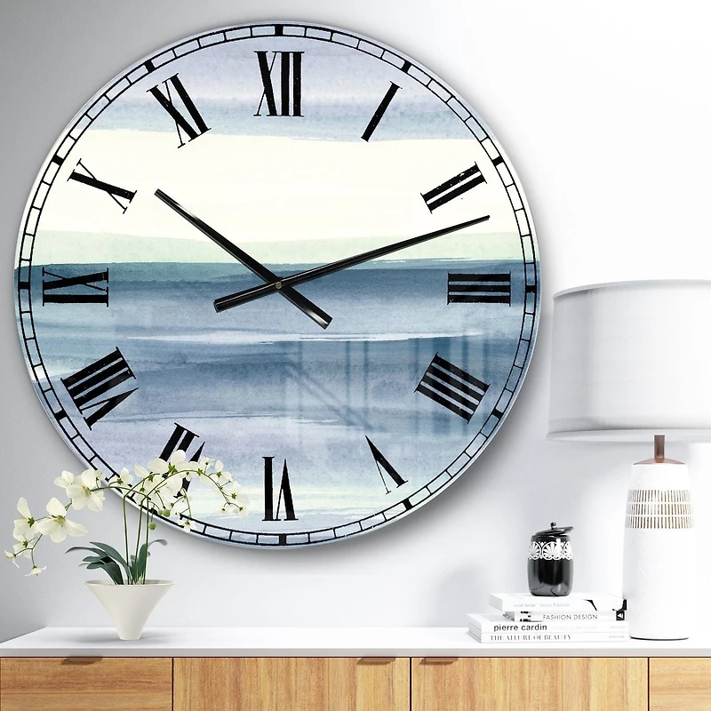 Designart 'Mint Indigo Dawn I' Farmhouse wall clock