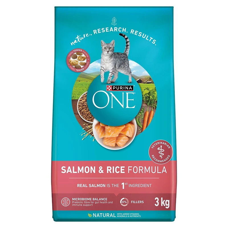 Purina ONE Saumon et Riz, Nourriture Sèche pour Chats 1,59-7,2 kg