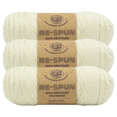 Lion Brand Re-Spun Fil (3-Paque) - Crème Fouettée
