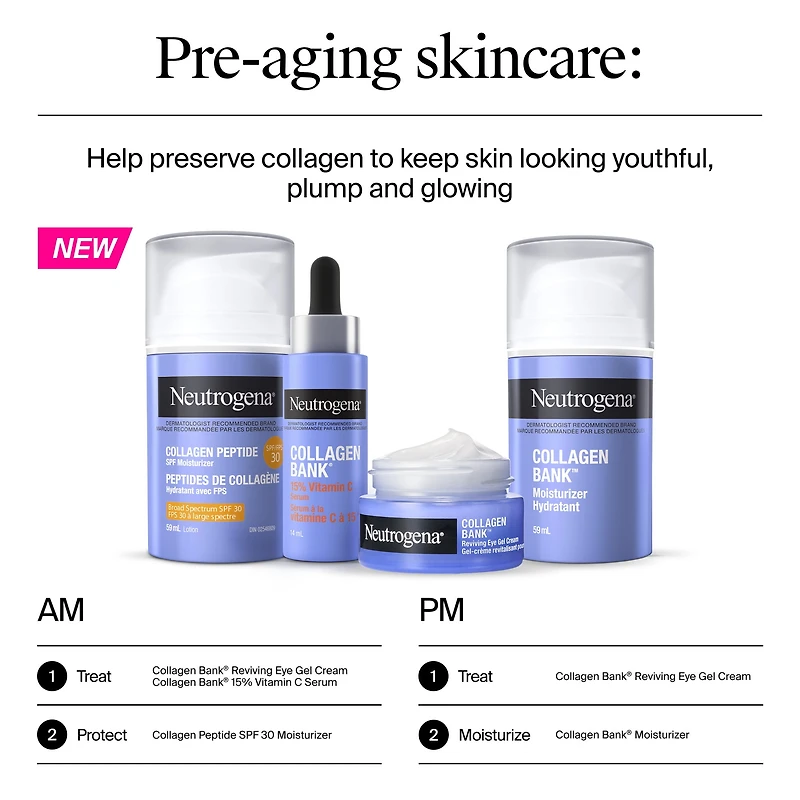 Neutrogena Collagen Bank Vitamin C Face Serum, Potent Vitamin C Serum Helps Preserve Collagen for Glowing, Plumper Looking Skin, Uneven Skin Tone Treatment, Fragrance Free, 14 mL