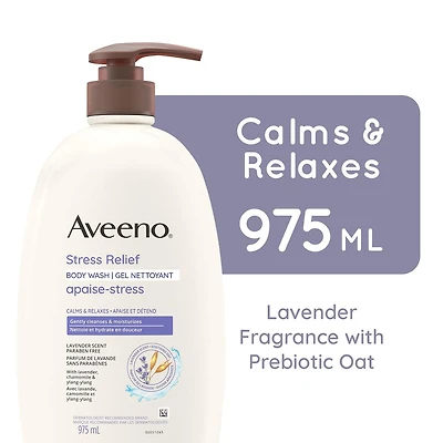 Gel nettoyant apaise-stress Aveeno, avoine, huiles de lavande, camomille et ylang-ylang, nettoyant pour le corps 975 ml