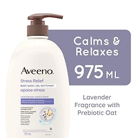 Gel nettoyant apaise-stress Aveeno, avoine, huiles de lavande, camomille et ylang-ylang, nettoyant pour le corps 975 ml