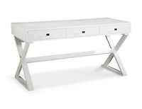 Willow Desk in White, MDF Desk, White Desk with Drawers, White Matte Desk, White Desk with Wood Legs, White X-Base Desk, Living Room Desk, Office Desk, Bedroom Desk