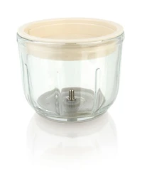 Hachoir Sans Fil/Rechargeable avec Cordon USB et Bol en Verre, Blanc