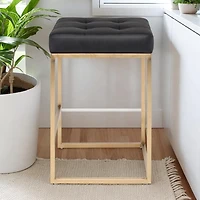 Tabouret de Bar Pipe en Noir et Or Set de 4