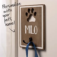 Support pour laisse pour animaux de compagnie en bois brut à peindre, motif à carreaux, 15 cm x 20 cm x 1,2 cm Plaid animal de compagnie titulaire de laisse