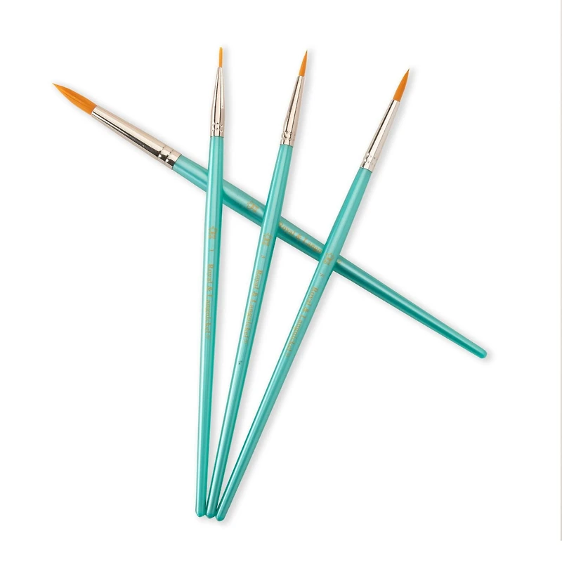 Royal & Langnickel - Ensemble de 4 pinceaux ronds en taklon doré tous supports Ensemble de 4 pinceaux tous médias en taklon doré
