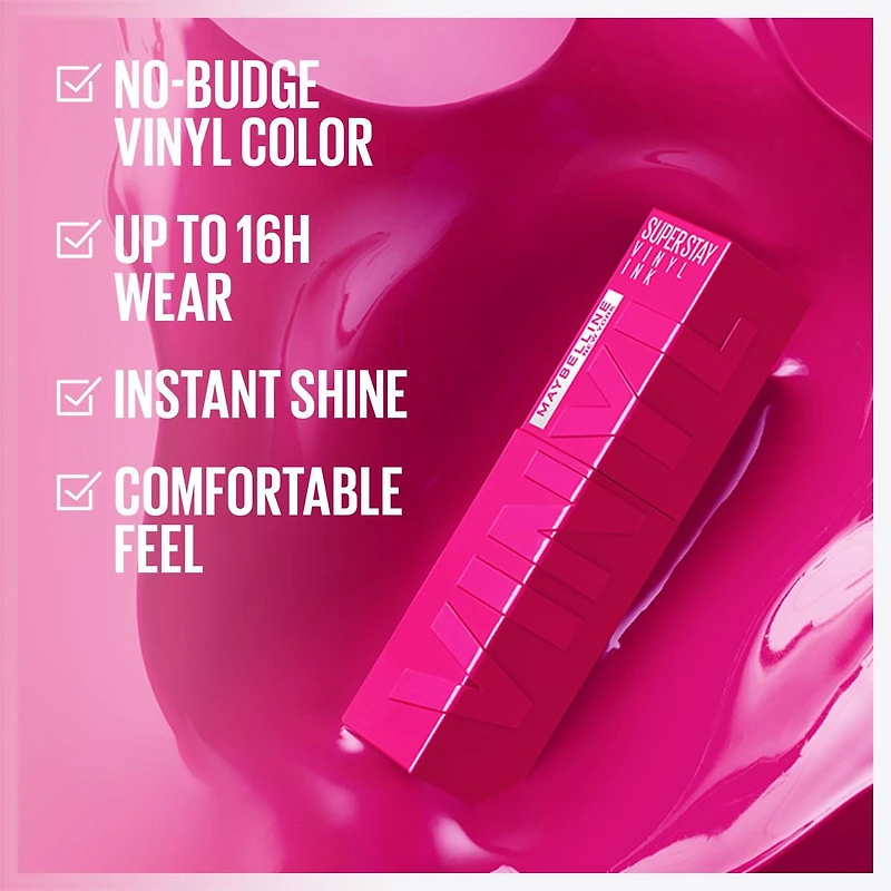 Rouge à lèvres liquide Super Stay Vinyl Ink de Maybelline New York longue tenue et sans bavures, couleur ultrapigmentée et brillance instantanée, Rogue, 4,2 ml Polyester #6 Super Bulky Yarn