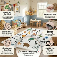 Rug Branch Soft Steps Playtime Alphabet Animaux, Tapis d'apprentissage educatif doux, blanc beige - Garçons et filles dans la salle de jeux, la creche, la chambre a coucher