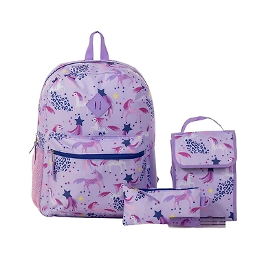 Ensemble sac à dos "Jour d'École Complet" de Jetstream 4mcx, Licornes violettes