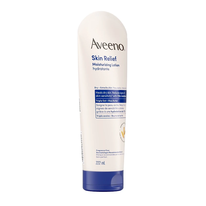 Aveeno Lotion Hydratante Skin Relief, Beurre de Karité, Avoine, Hydratant Corporel pour Peau Sèche, Sans Parfum