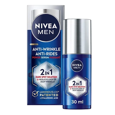 NIVEA MEN Serum Anti Wrinkle 2-In-1 Power , solution taches brunes pour tous les types de peau 30ml