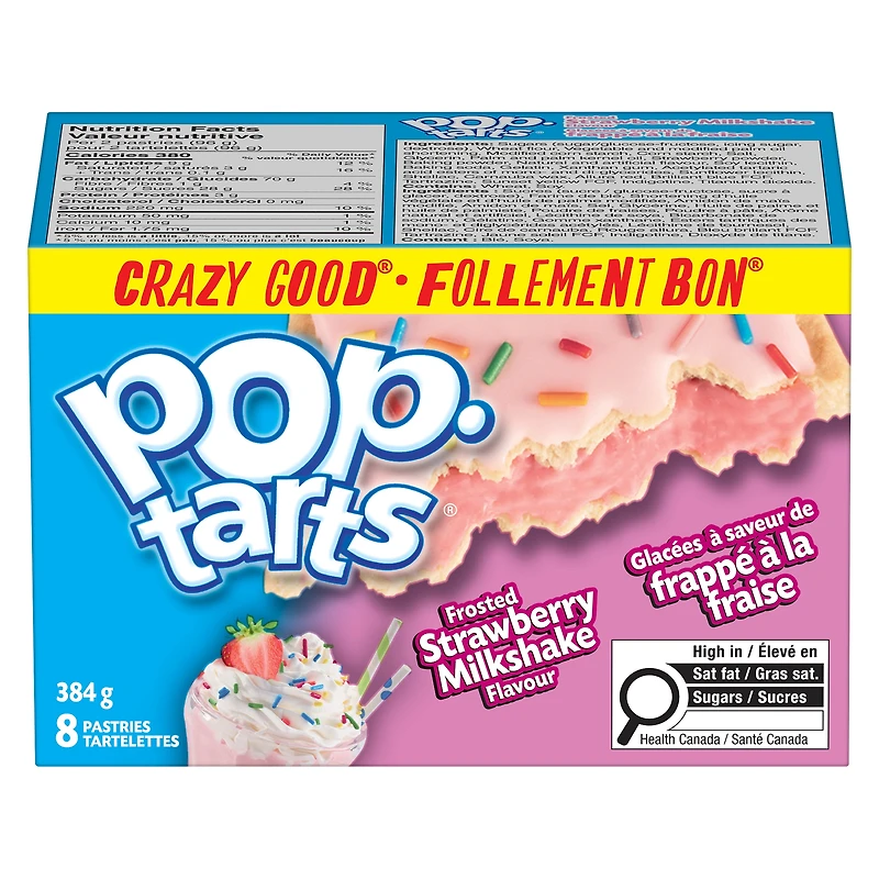 Pop-Tarts® Frosted Strawberry Milkshake Flavour Pastries, 384 g, 8 Pastries