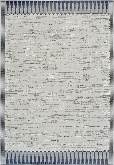 Tapis d'interieur et d'exterieur vintage Rug Branch Maise, bleu creme, motif floral - Entree, couloir, salle de bain et cuisine