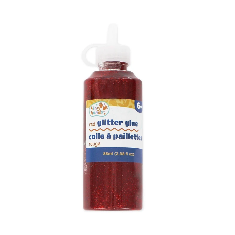 TINY HANDS Red Glitter Glue, 88 ml (2.98 fl oz), Age 6+, Kids, Crafts, Projects, Decoration<br>, GLITTER GLUE RED