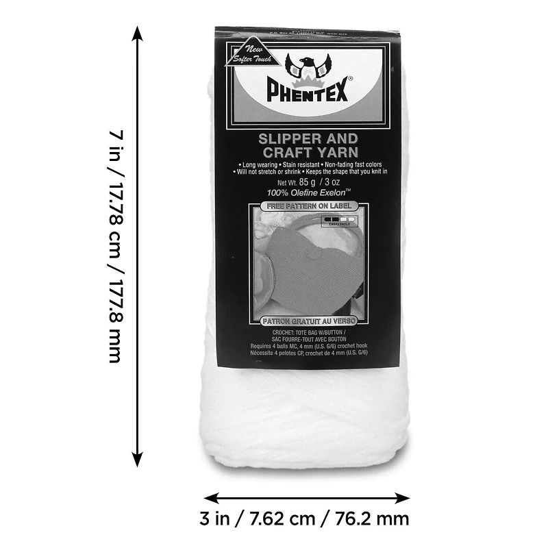"Phentex® Fil pour Pantoufles et Artisanat, Oléfine #4 Moyen, 3oz/85g, 164 Yards" Fil durable axé sur l'artisanat
