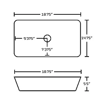 American Imaginations AI-33789 18,75 pouces Au-dessus du navire blanc de compteur de W pour le perçage de bâti de plate-forme de bâti de plate-forme