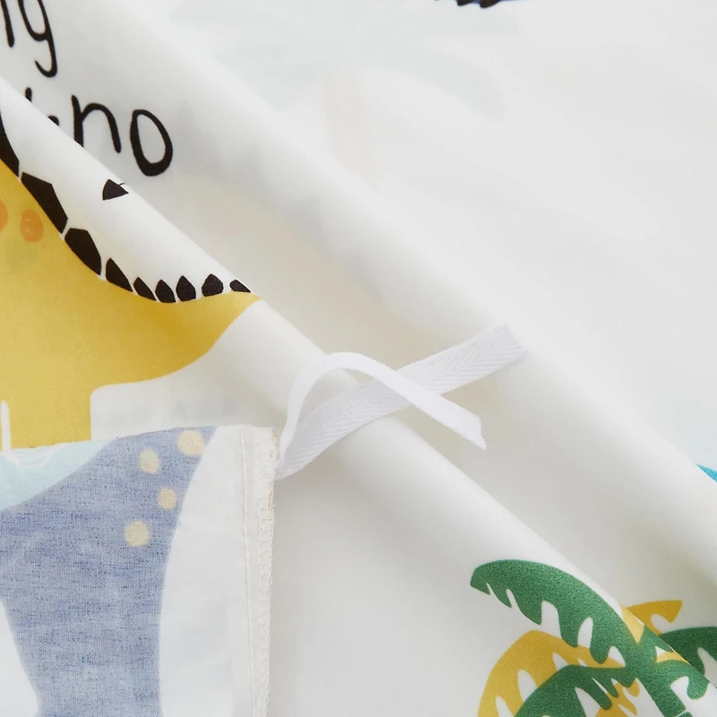 Marina Decoration Kids Boys Toddlers Cute Printed 600 Thread Count Soft Cotton Blend Percale Duvet Cover Fitted Sheet Ensemble Bedding Set, Cartoon Dinosaur Zoo Dino Pattern