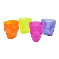 Halloween Plastic 4 Pack Skull Decorative Shot Glasses, Multi-Color, Partywares, by Way to Celebrate