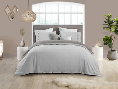 Ensemble de housse de couette réversible en tissu froissé naturel ultra doux