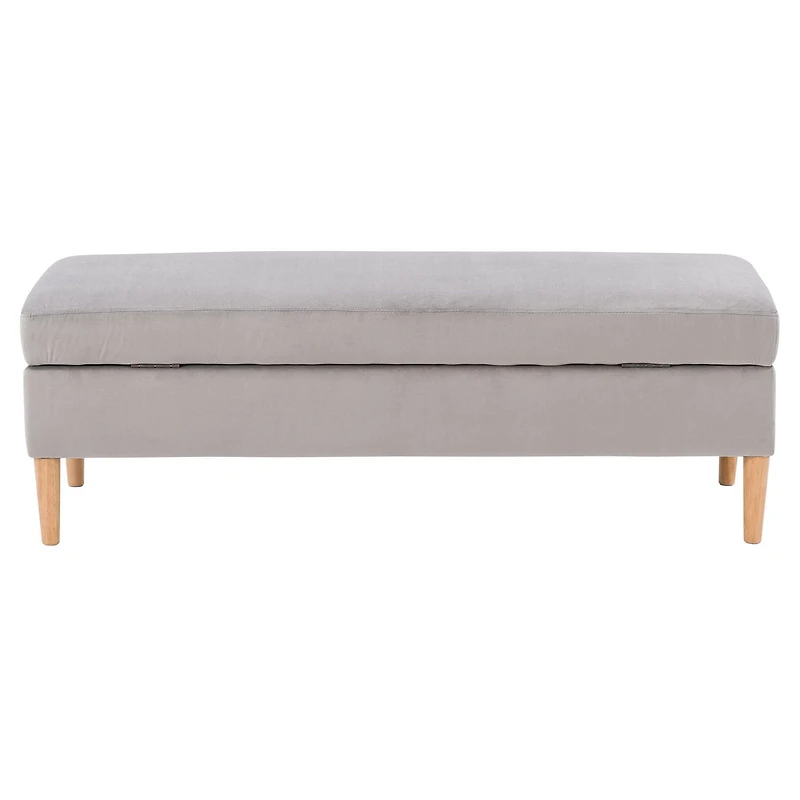 CorLiving Perry Velvet Storage Ottoman, Light Grey