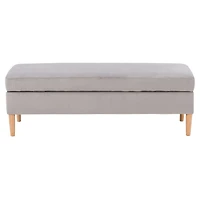 CorLiving Perry Velvet Storage Ottoman, Light Grey