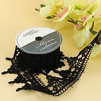 UNIQUE CREATIV, Ribbon, Lace Venise, Black, 100% polyester, 45mm x 2.74m (1¾" x 3 yds)