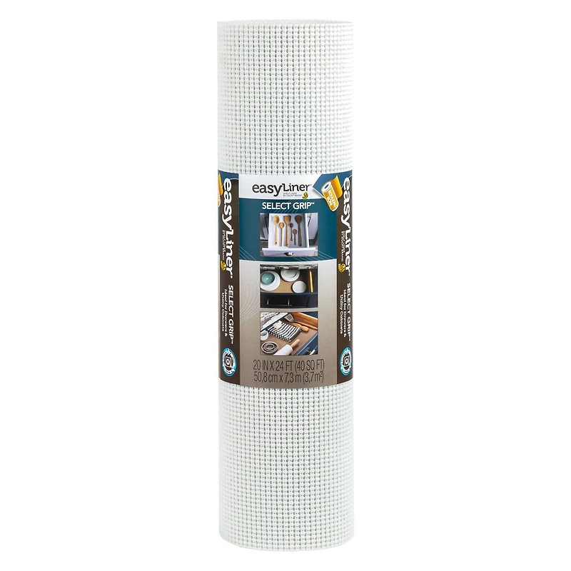 Select Grip EasyLiner Brand Shelf Liner, White, 20 in. x 24 ft., Multiple Sizes Available