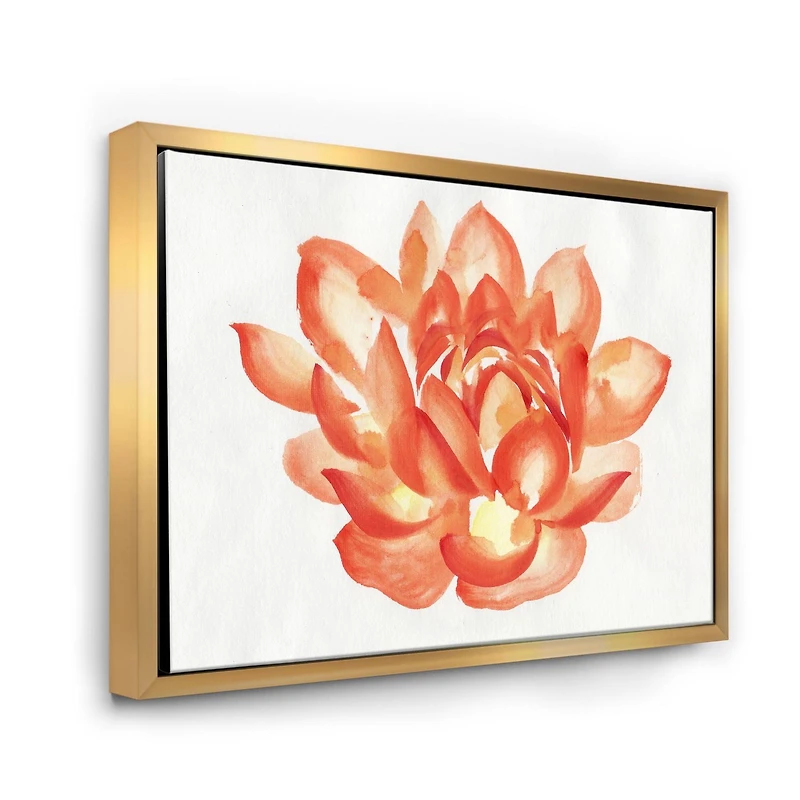 Designart Vintage Detail of A Orange Lotus FLOAT FRAME WALL ART