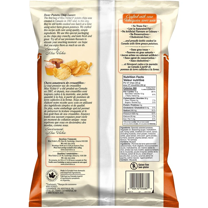 Miss Vickie's Honey Dijon flavour Kettle Cooked Potato Chips