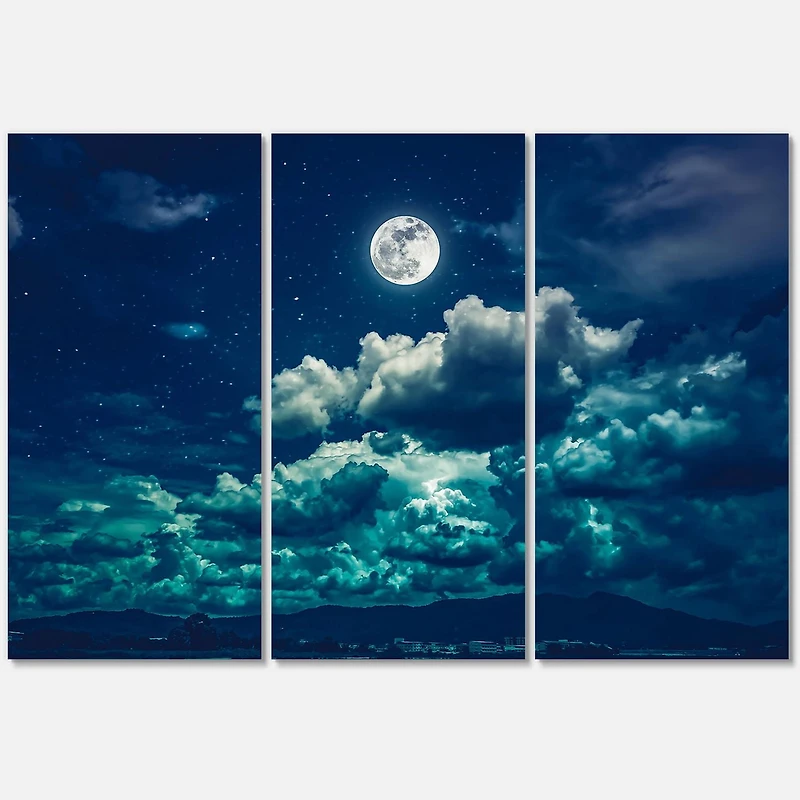 Designart Pleine lune dans le ciel nocturne nuageux II Art mural sur toile