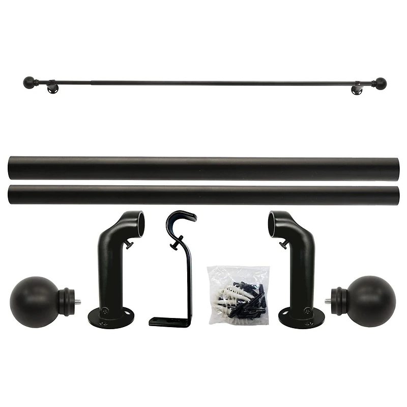 Brynn Blackout Grommet Curtain Rod 48" To 86" in Black