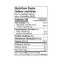 Boulettes de viande de poulet et de bœuf à l'italienne Great Value GV PO BO Boulettes Viande
