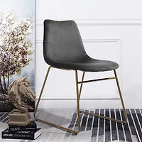 Homy Casa Set of 2 Modern Dining Chairs with Upholstered Seats and Metal Legs, Grey