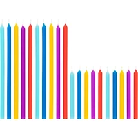 Candle Bday 20 Asst Clr and Size, Rainbow Candles 20 ct