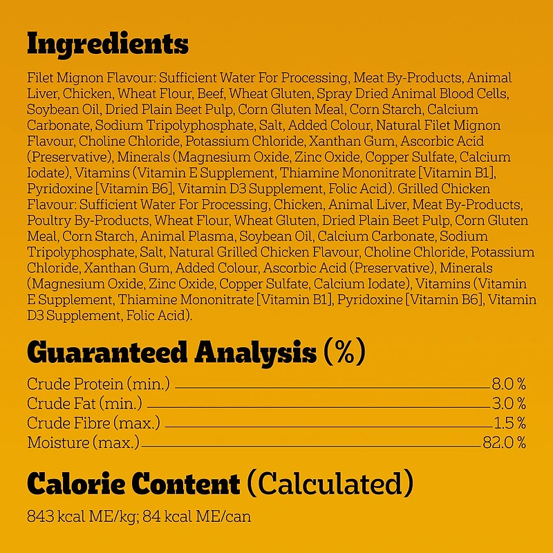 Pedigree Nourriture Humide pour Chiens Adultes Coupes de Choix au Jus Saveur de Filet Mignon et de Poulet Grillé Assortiment de Sachets 800g